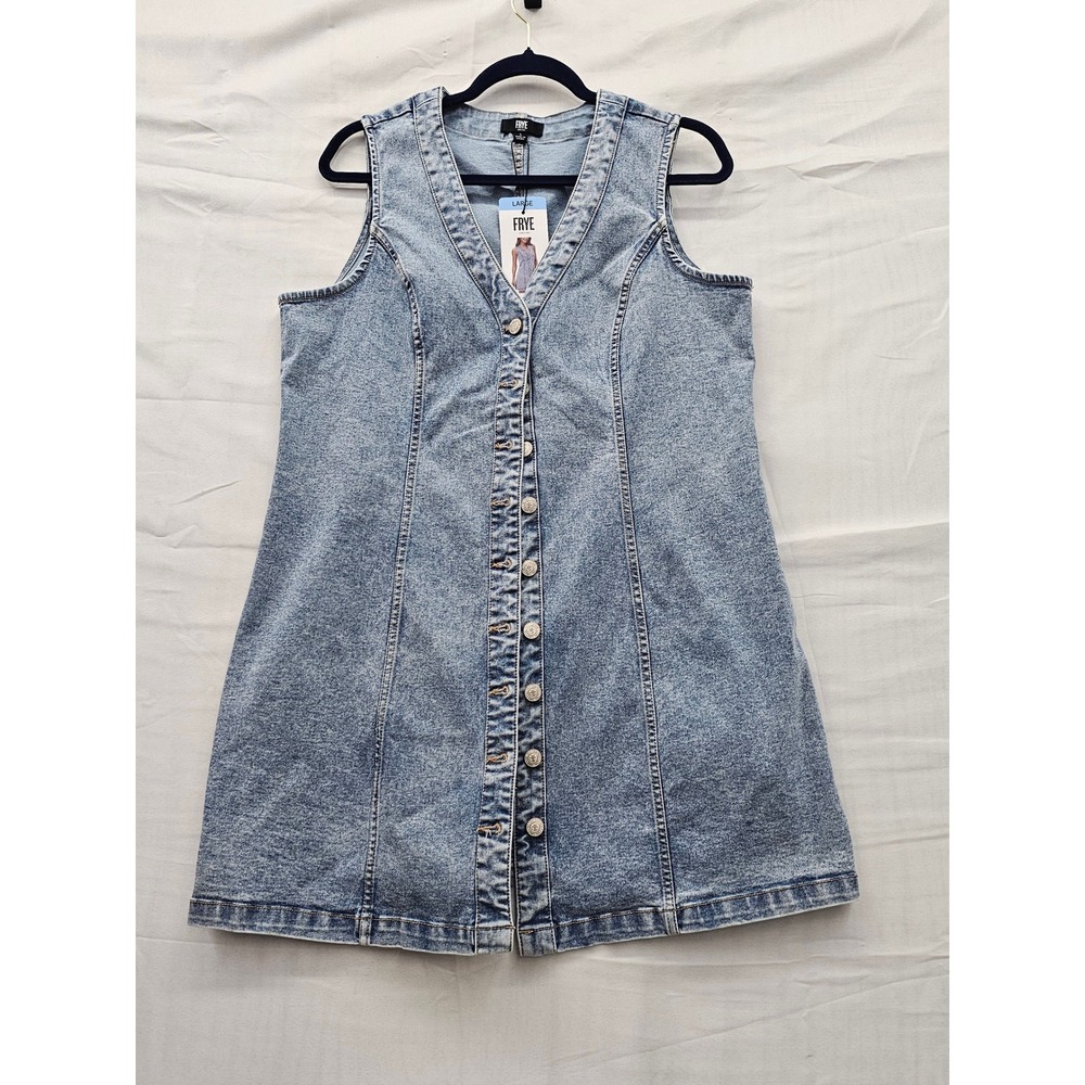 Frye Light Wash Denim Button-Front Mini Dress